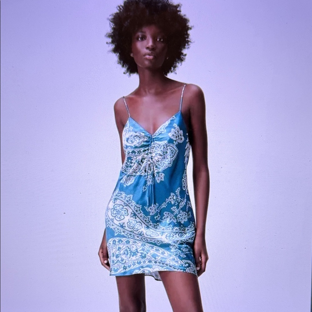Zara Paisley Satin Slip Dress